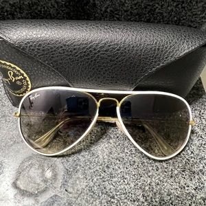 Ray ban white rimmed aviators with case
